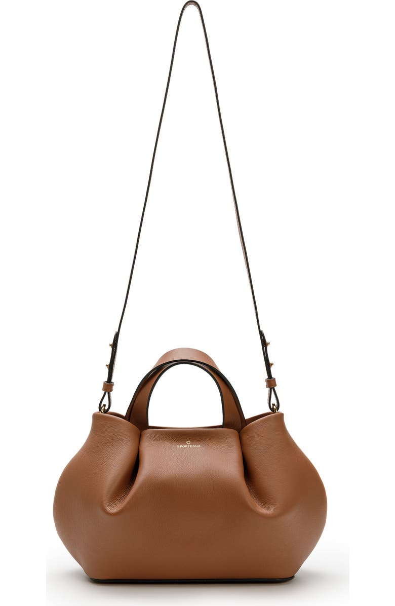 LA PORTEGNA Isabela Shoulder Bag Sculpted From Full Grain Leather, Alternate, color, Brown