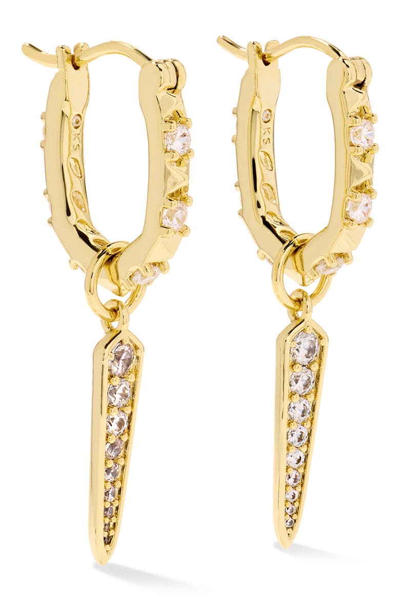 Fate Charm Huggie Earrings, Alternate, color, GOLD/ WHITE CZ