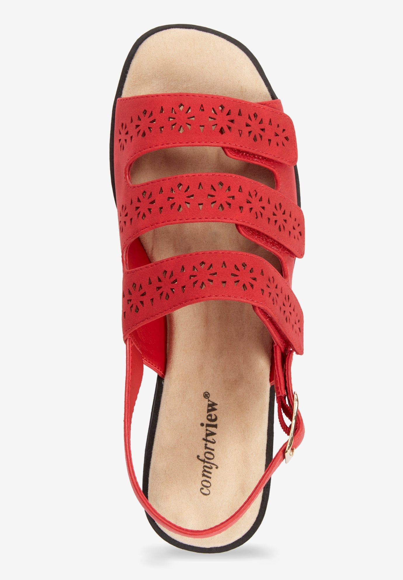 The Sutton Suede Like Adjustable Sandal, Alternate, color, HOT RED