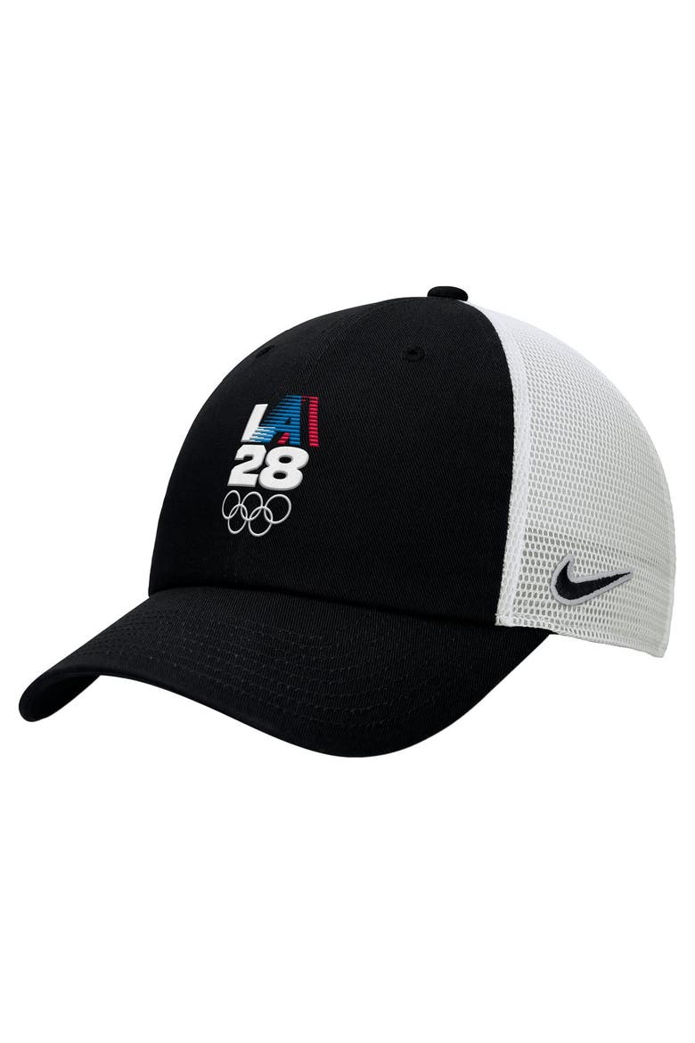 Men's Nike Black/White LA28 Summer Olympics Club Trucker Adjustable Hat, Main, color, Black