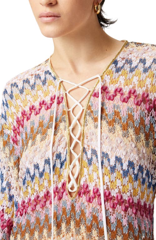 Missoni Short Cover-up Caftan In Lamé Viscose Lace In Multicoloured 1
