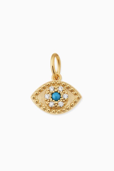 14K Yellow Gold Evil Eye Pendant Charm