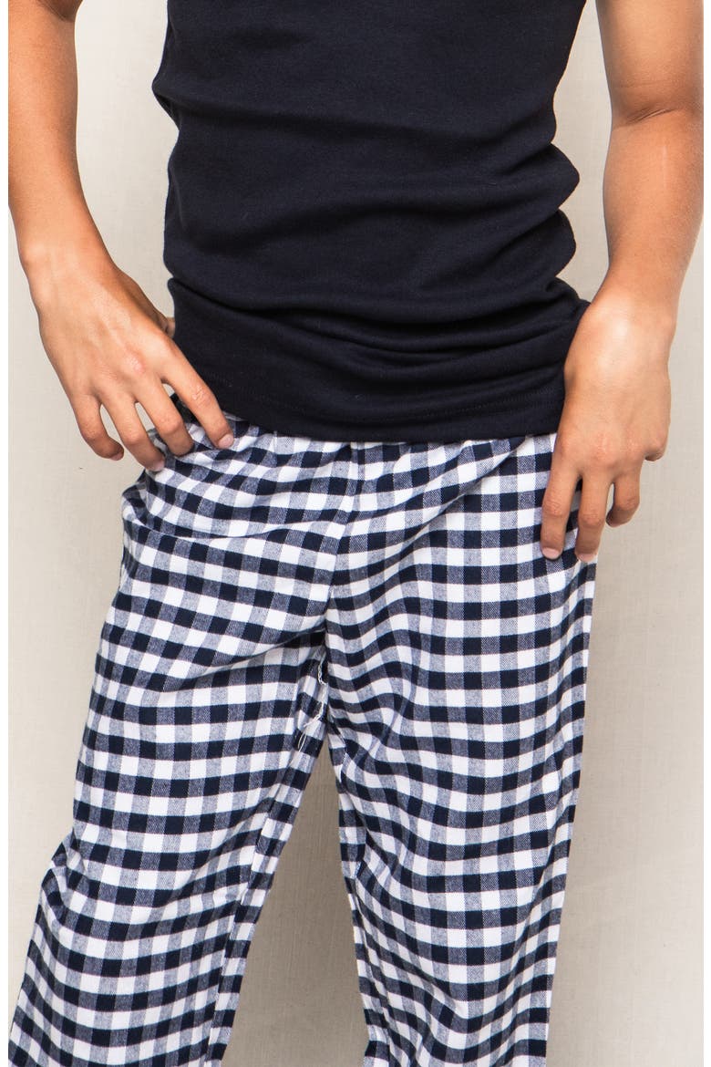 Kids' Gingham Cotton Blend Pajama Pants, Alternate, color, NAVY