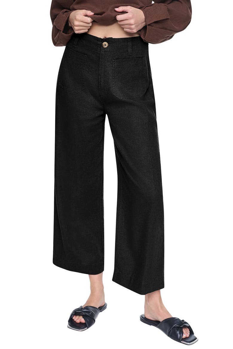 High Waist Wide Leg Pants, Main, color, BLACK