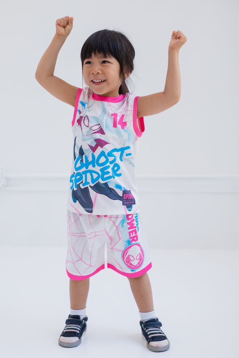 Ghost-Spider Spider-Man Athletic Tank Top & Shorts Set, Alternate, color, White