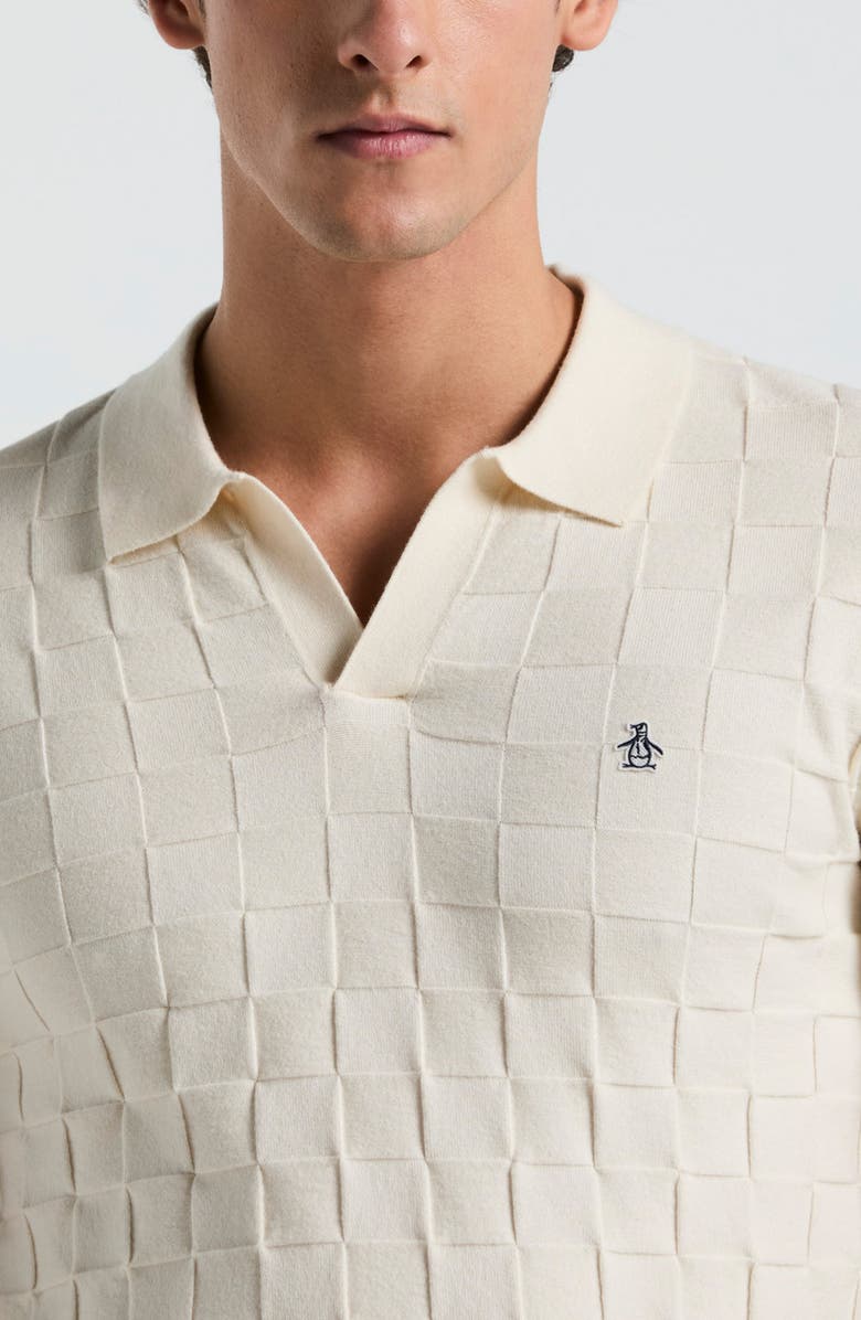 Original Penguin Jacquard Basketweave Johnny Collar Polo Sweater, Alternate, color, 