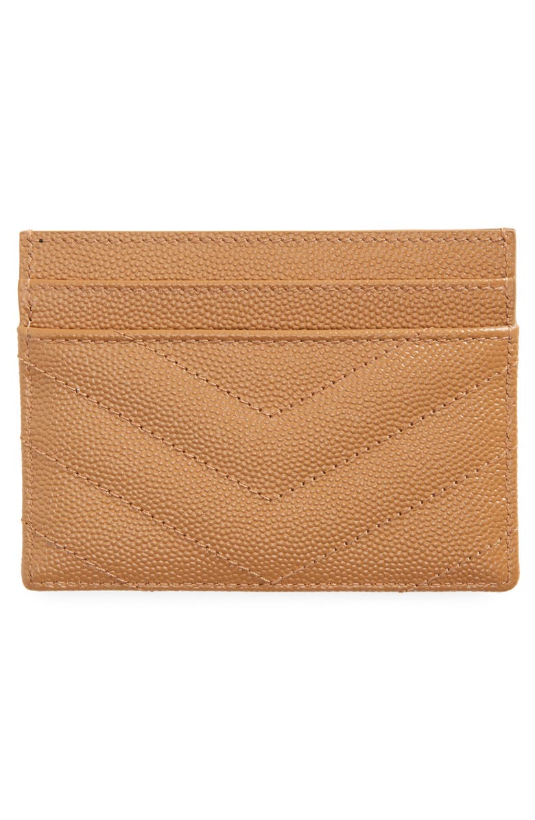 Saint Laurent Monogramme Pebbled Calfskin Card Case, Alternate, color, 
