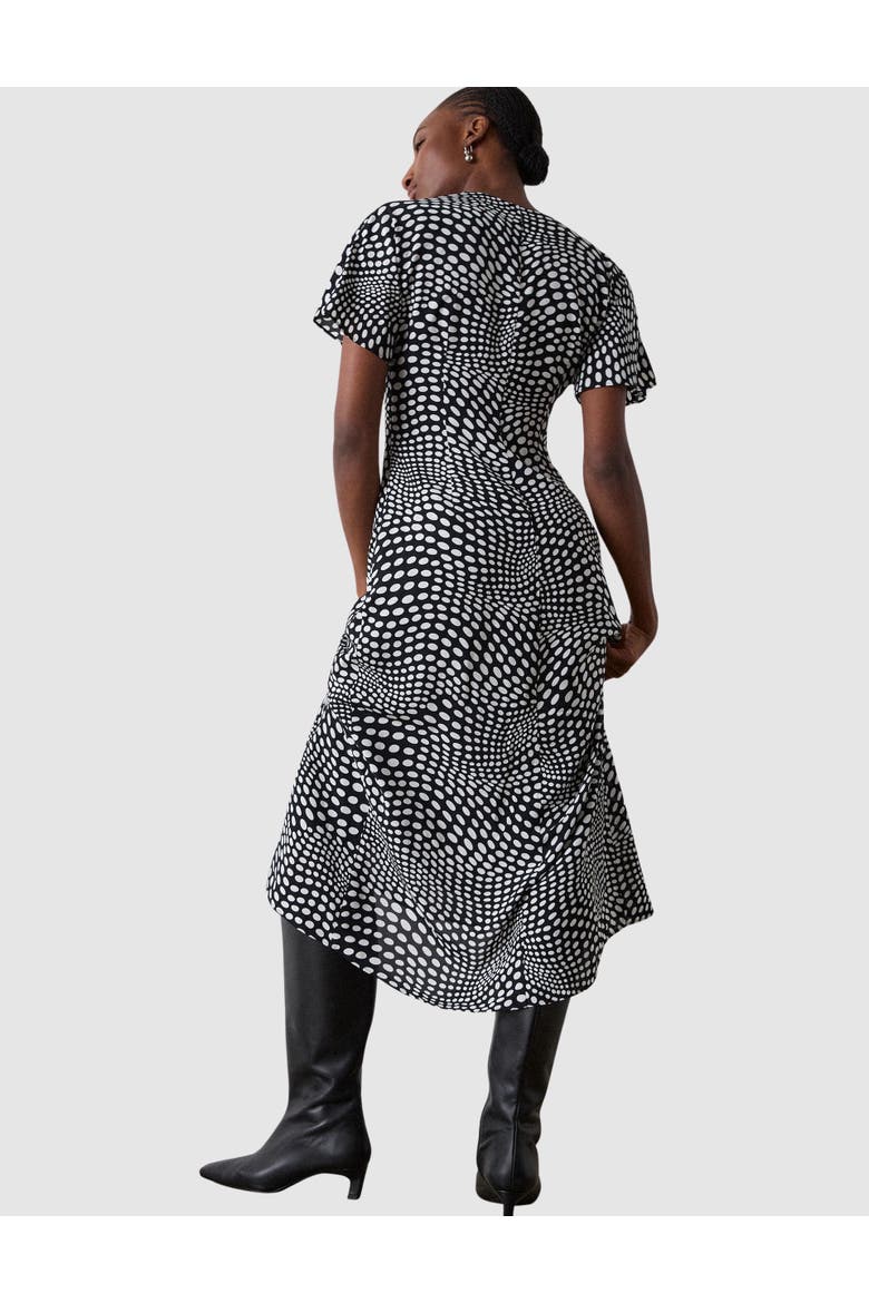 Mixed Dot Scarf Midi Dress, Alternate, color, Blk/White