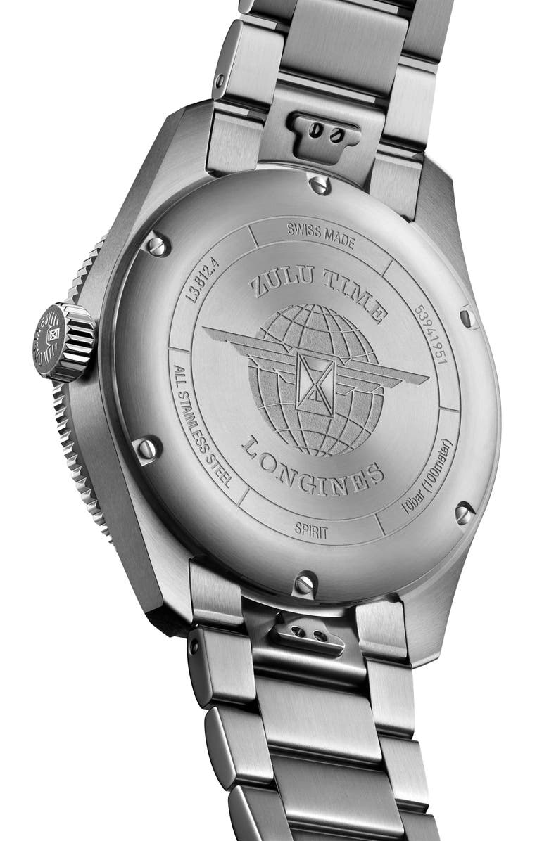 Longines Spirit Zulu Time Automatic Bracelet Watch, 42mm, Alternate, color, Anthracite