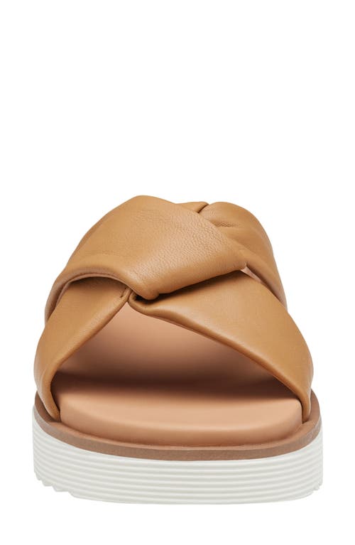 Johnston & Murphy Mitzi Knot Platform Wedge Slide Sandal In Tan Glove Leather