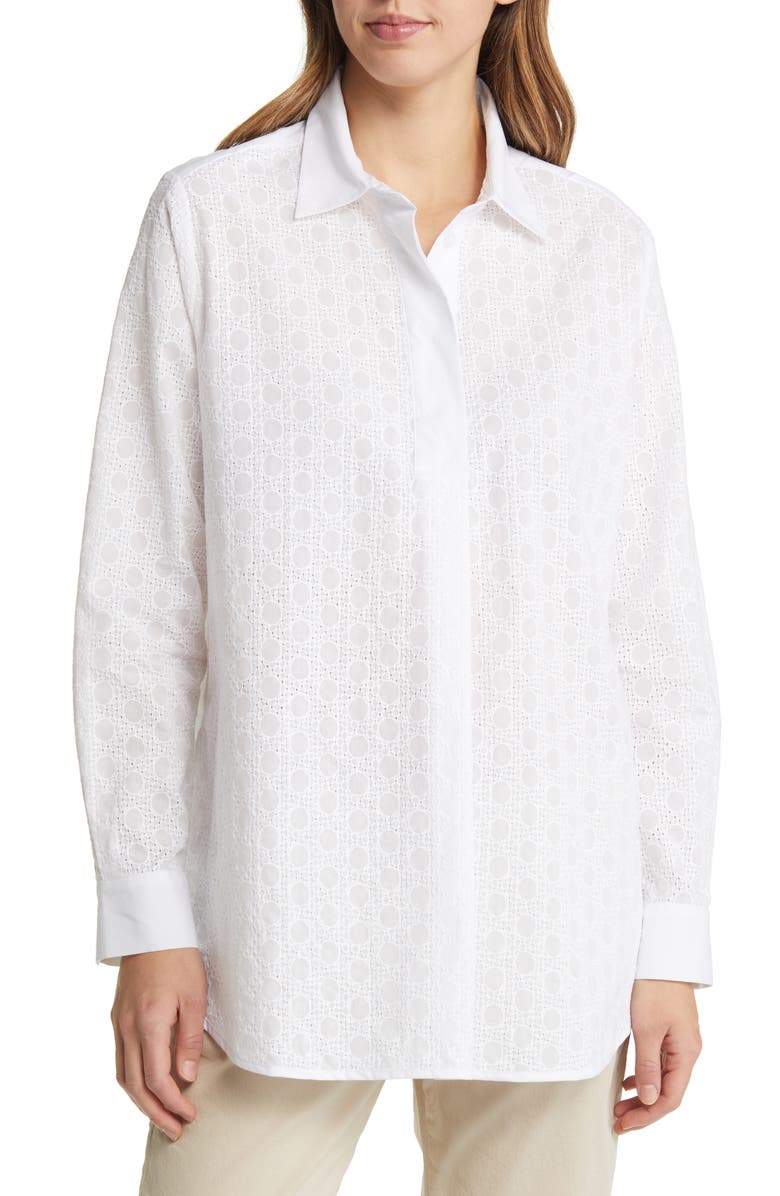 Masai Copenhagen Geneo Cotton Eyelet Button-Up Shirt, Main, color, 