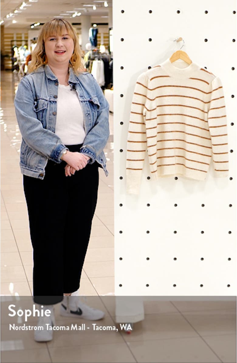 Cornelia Stripe Puff Shoulder Sweater, sales video thumbnail