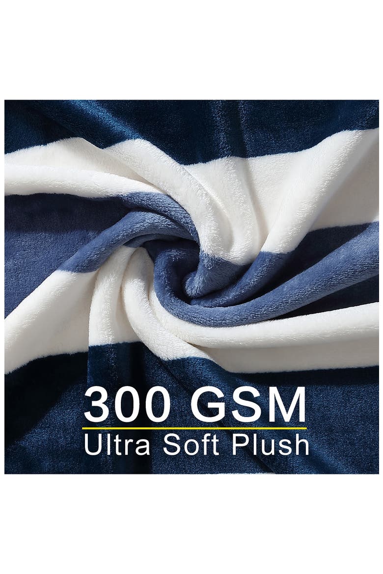 Awning Stripe Throw Blanket, Alternate, color, BLUE