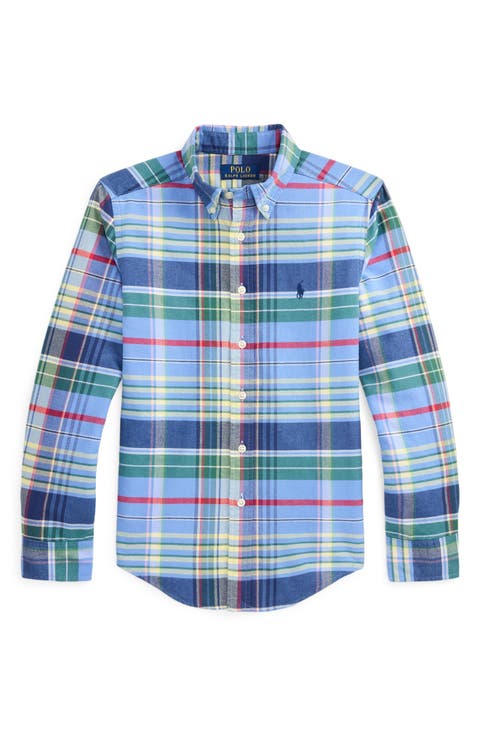 Kids' Plaid Cotton Button-Down Shirt (Big Kid)