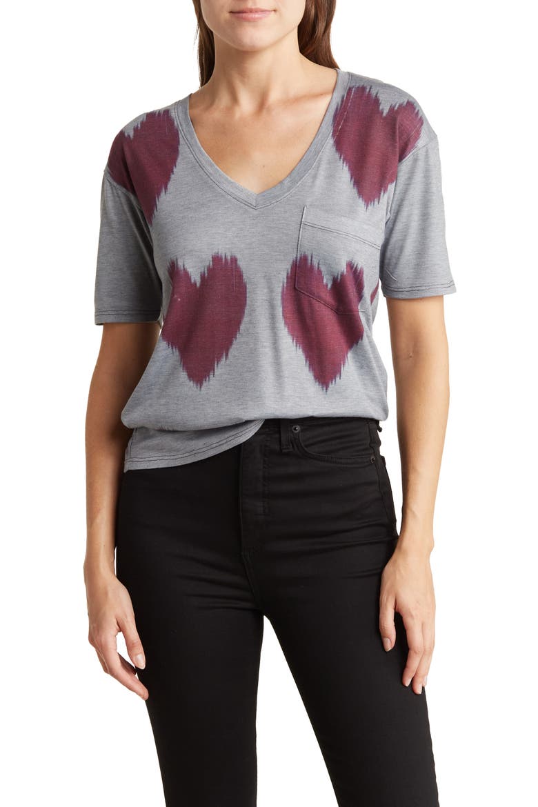 Printed Pocket T-Shirt, Main, color, CHARCOAL DIGITAL HEARTS