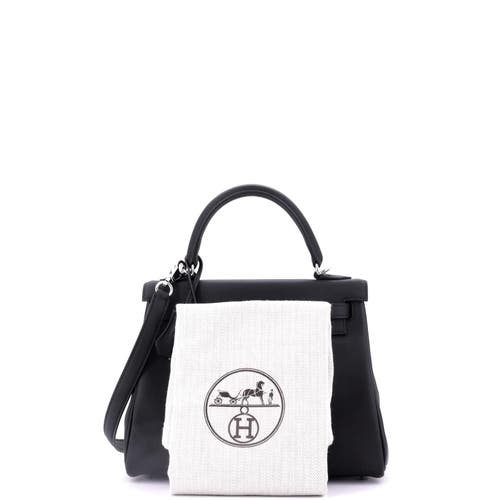 Pre-owned Hermes Hermes Kelly Handbag Black Swift With Palladium Hardware 25 In Black