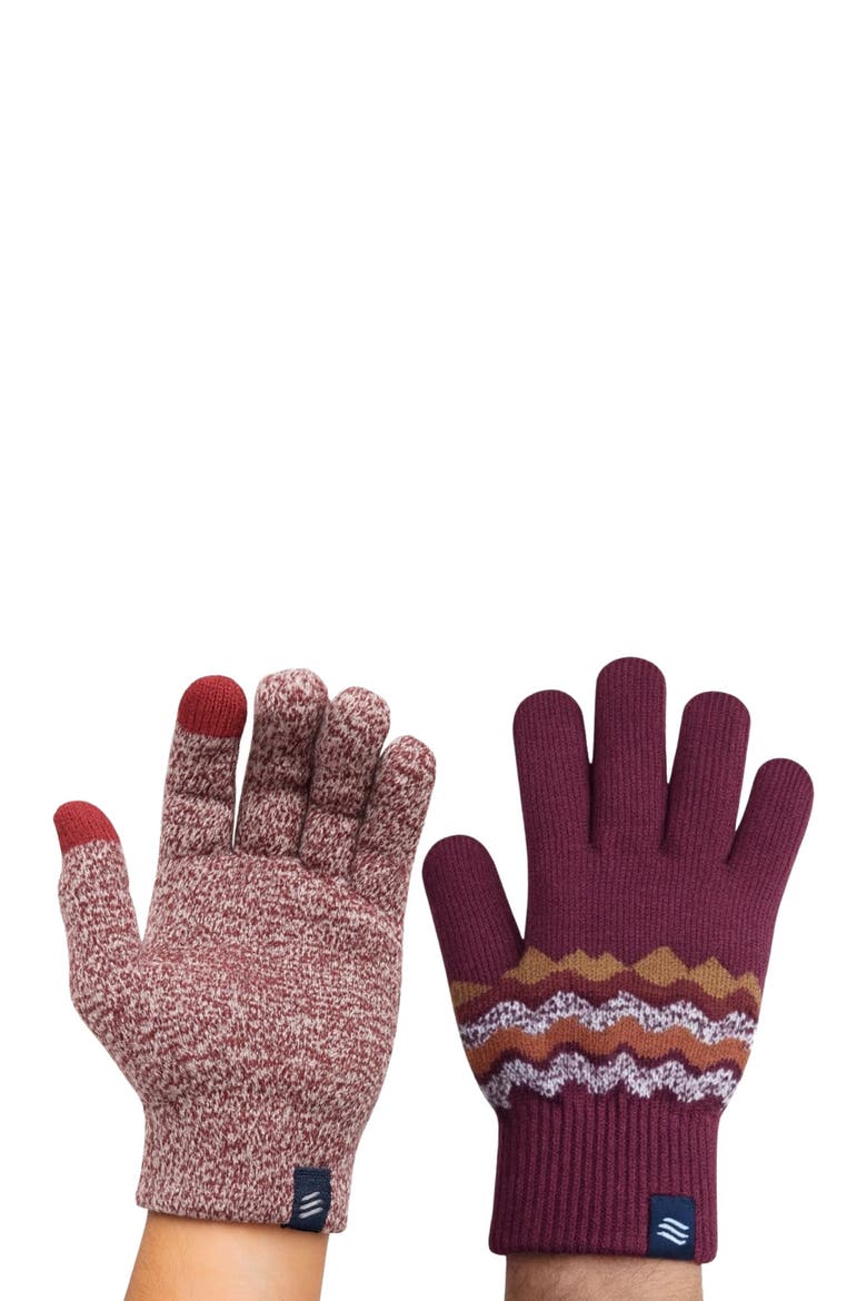 The Merino Wool Mountain and Marled Knit Glove 2-pack, Alternate, color, Burgundy
