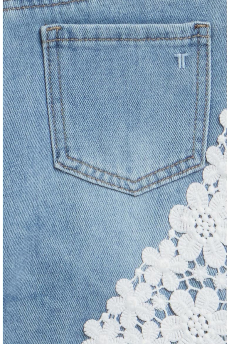 Kids' Floral Lace Denim Shorts, Alternate, color, LIGHT INDIGO