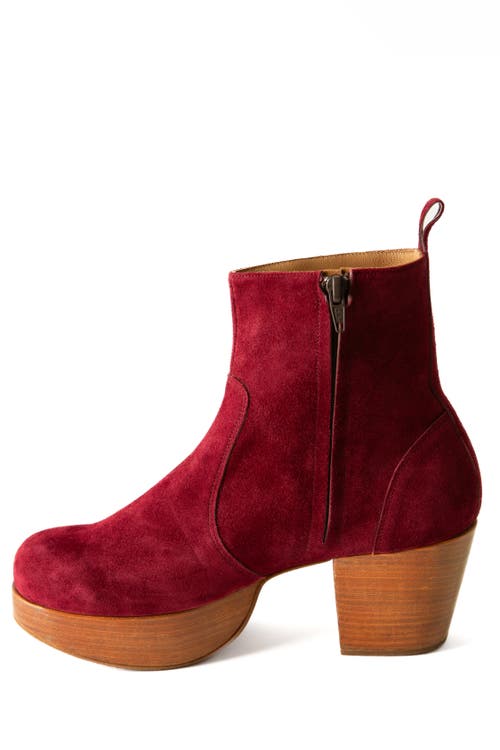 Fortress Charli Platform Clog Boot In Burgundy Suede