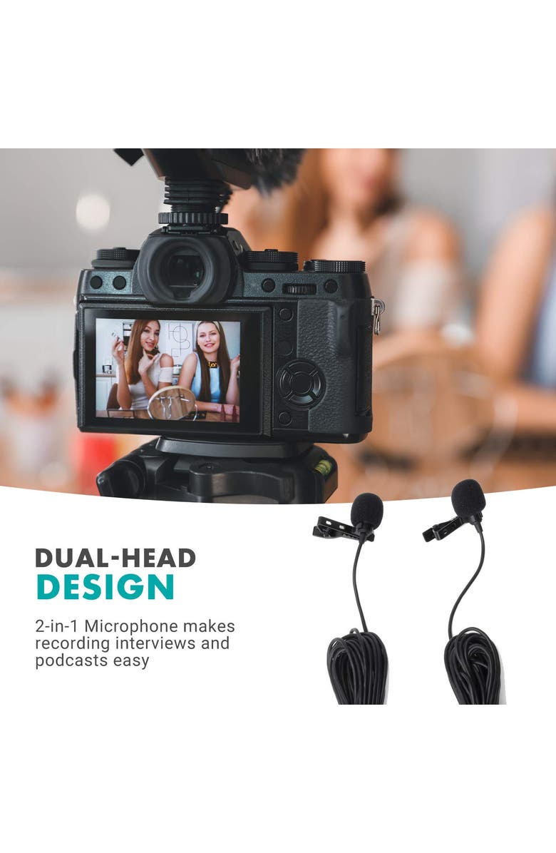 MOVO uLav-L-Duo Digital Dual iPhone 15/16 Lavalier Omnidirectional Clip on Microphone, Alternate, color, Black