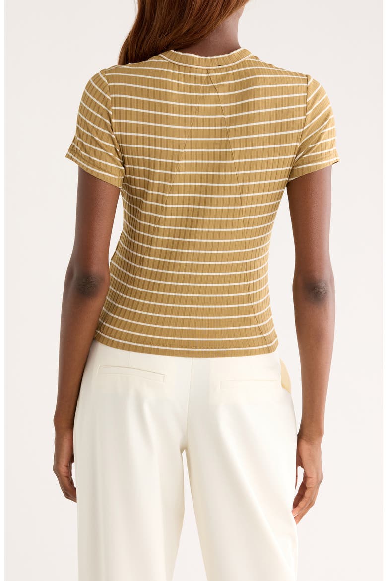 Luca Stripe Rib Baby T-Shirt, Alternate, color, KHAKI