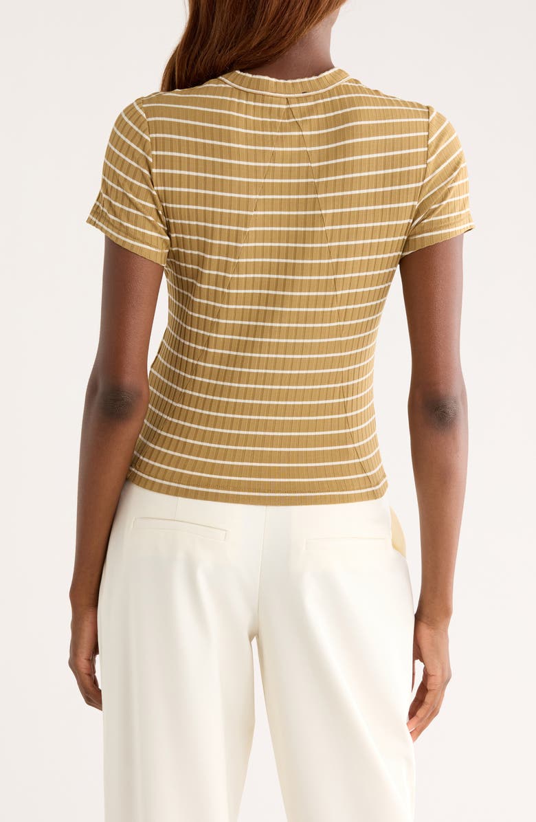 rag & bone Luca Stripe Rib Baby T-Shirt, Alternate, color, Khaki