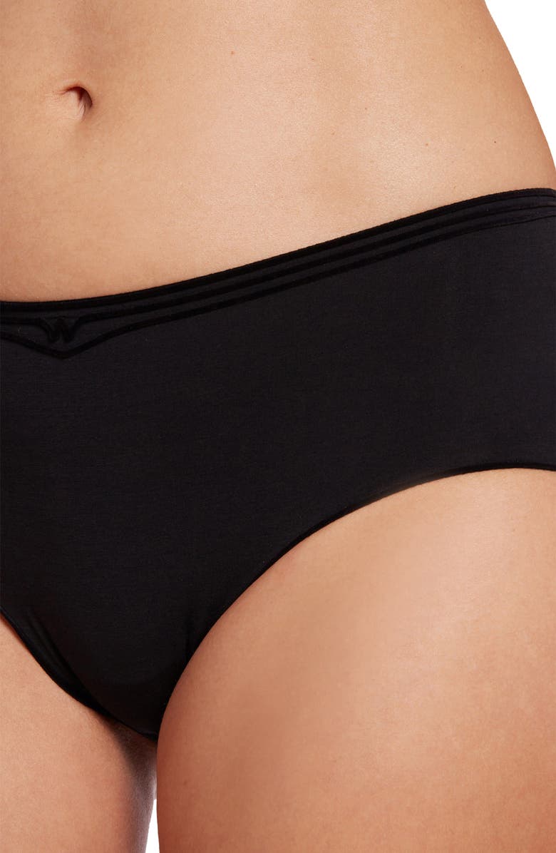 Wolford Cotton Contour 3W Hipster Briefs, Alternate, color, Black
