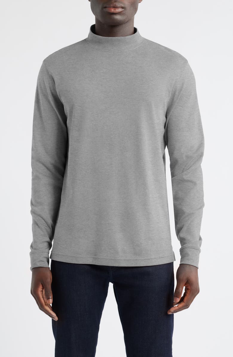 Scott Barber Pima Cotton Interlock Mock Neck Top, Main, color, Grey Heather