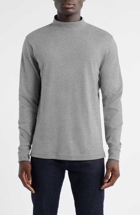 Pima Cotton Interlock Mock Neck Top