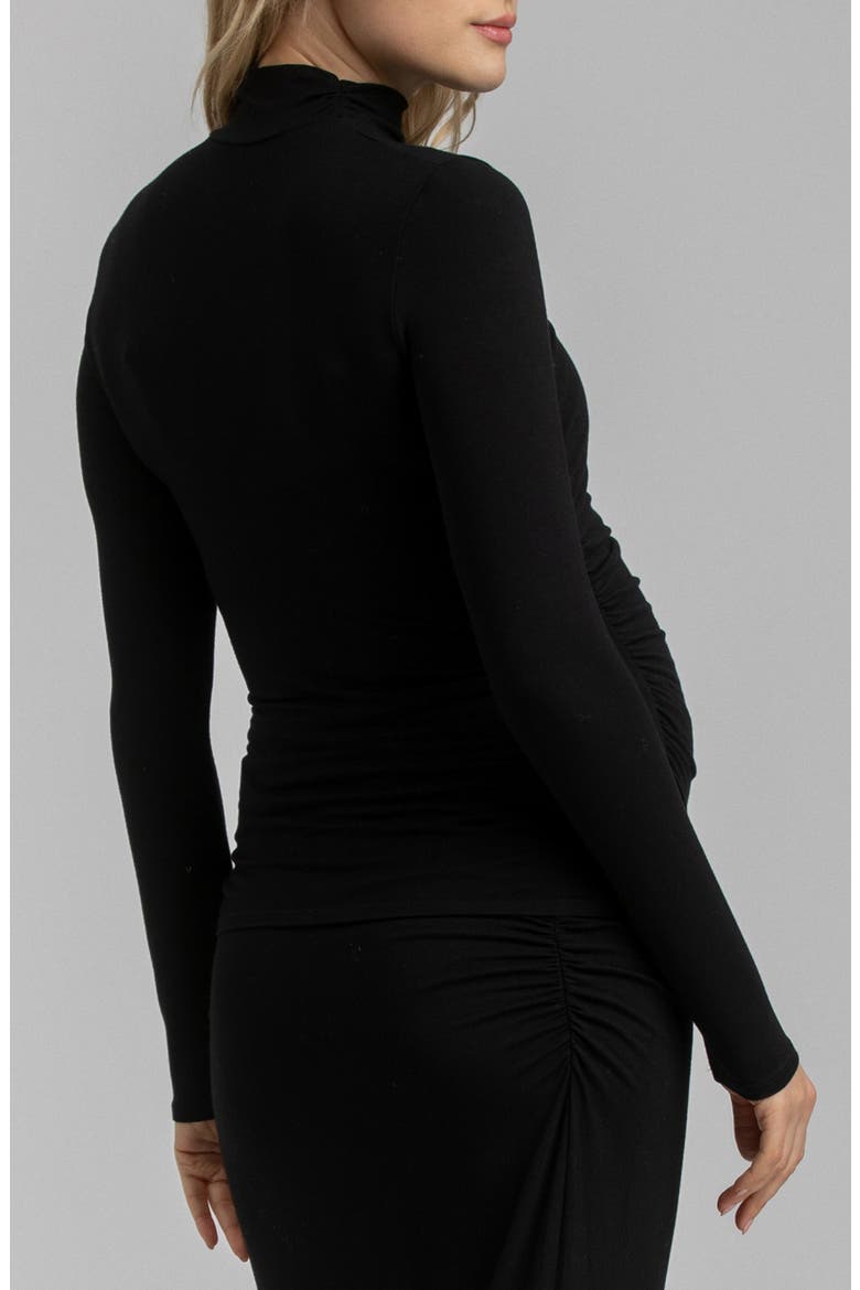 Ruched Moc Neck Maternity T-Shirt, Alternate, color, BLACK