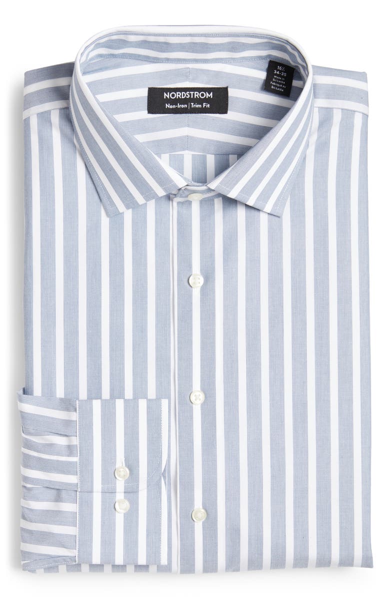 Nordstrom Men's Trim Fit Non-Iron Stripe Cotton Dress Shirt, Main, color, 