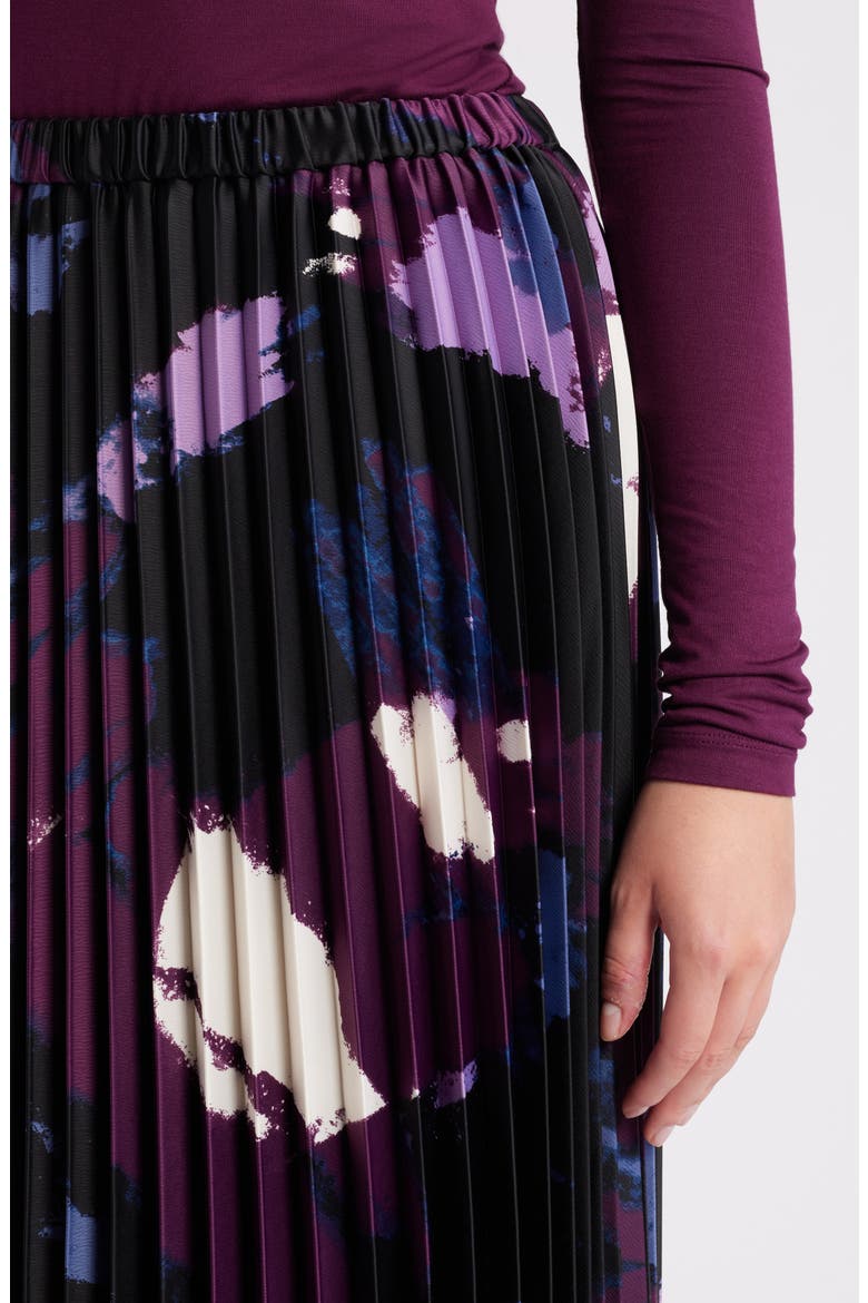 Abstract Print Pleated Skirt, Alternate, color, DEEP PLUM MULTI