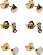 Argento Vivo Sterling Silver Set of 3 Assorted Stud Earrings