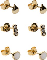 Argento Vivo Sterling Silver Set of 3 Assorted Stud Earrings