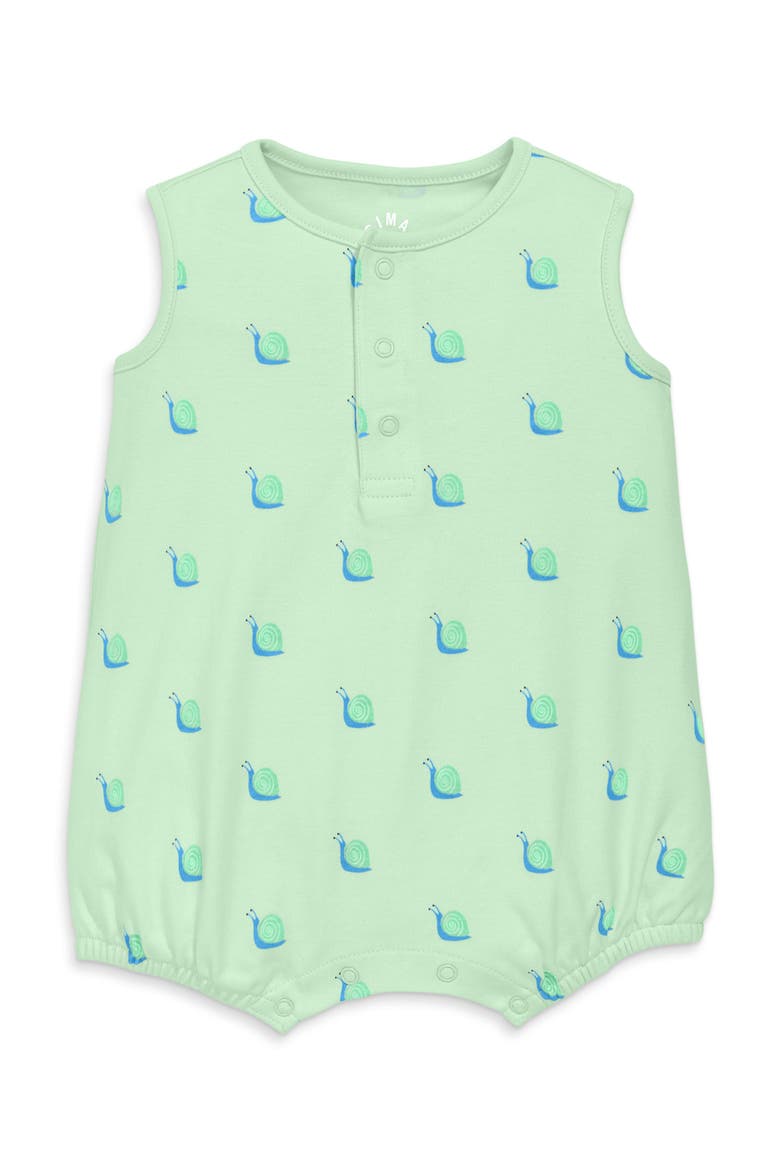 Baby Organic Henley Tank Shortie In Baby Bugs, Main, color, Light Clover Snails