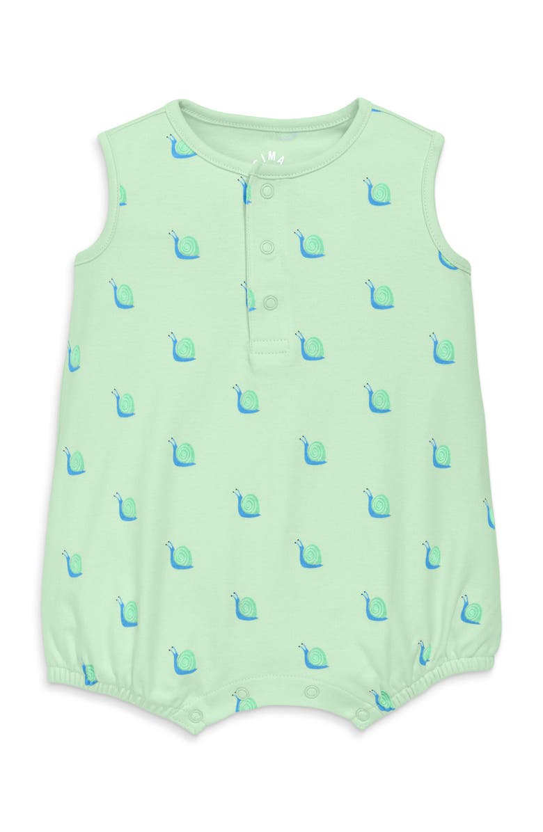 Primary Baby Organic Henley Tank Shortie In Baby Bugs, Alternate, color, Light Clover Snails