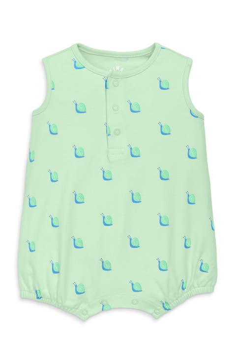 Baby Organic Henley Tank Shortie In Baby Bugs
