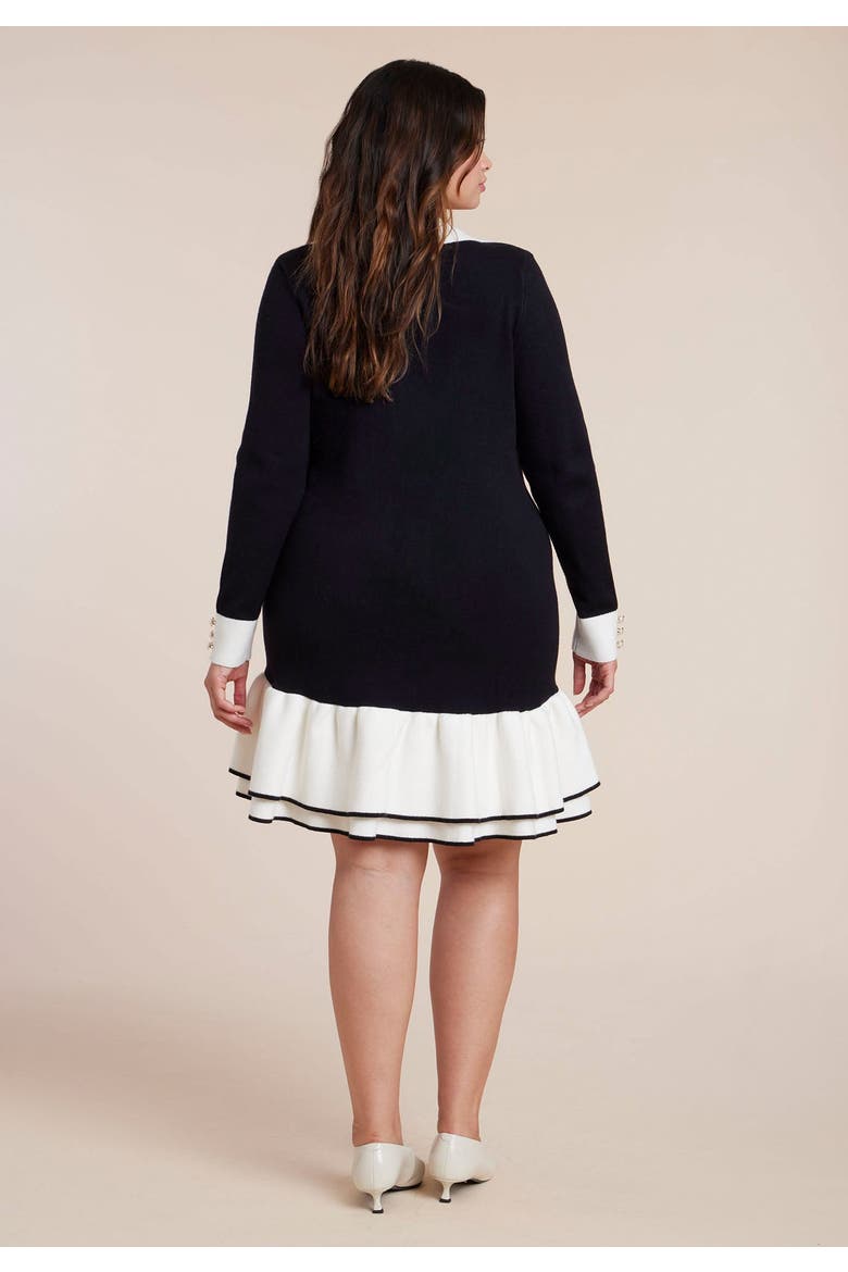 Contrast Tipping Flounce Mini Dress, Alternate, color, BLACK ONYX