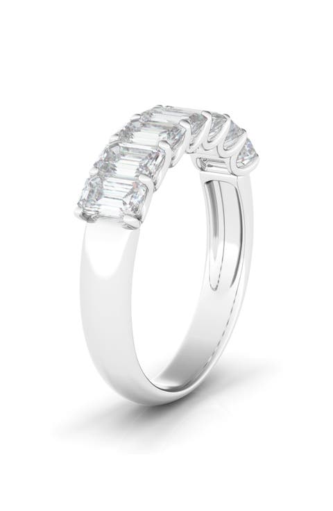 Half Emerald Cut Lab Created Diamond 18K Gold Eternity Ring