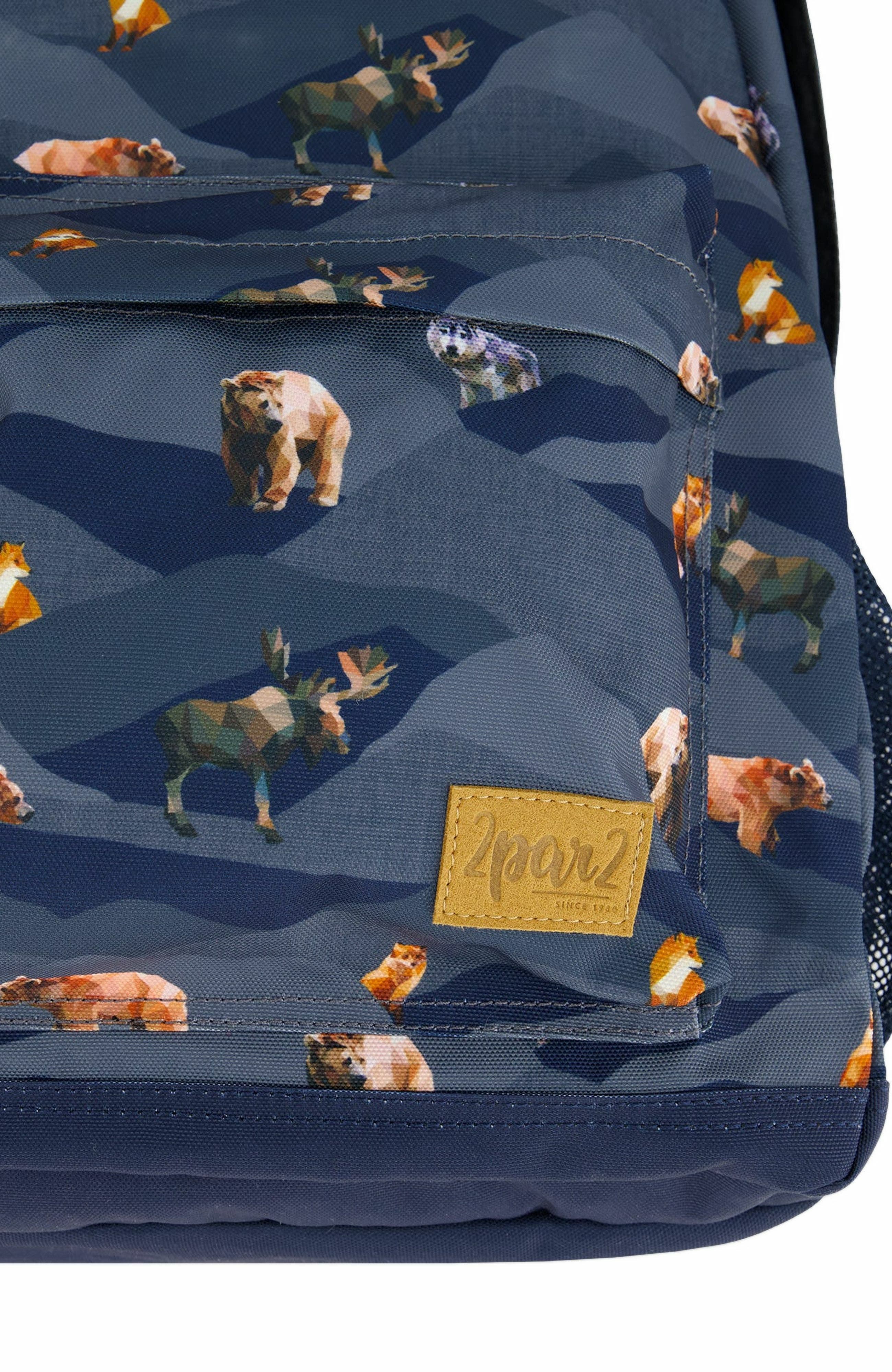 Deux par Deux Boy's Backpack Navy Printed Mountains Animals, Alternate, color, 