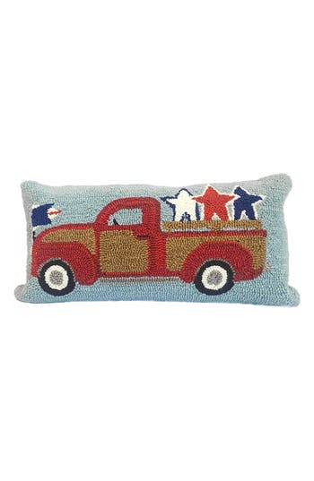 R16 Home Americana Vintage Truck Indoor/outdoor Throw Pillow In Blue Multi