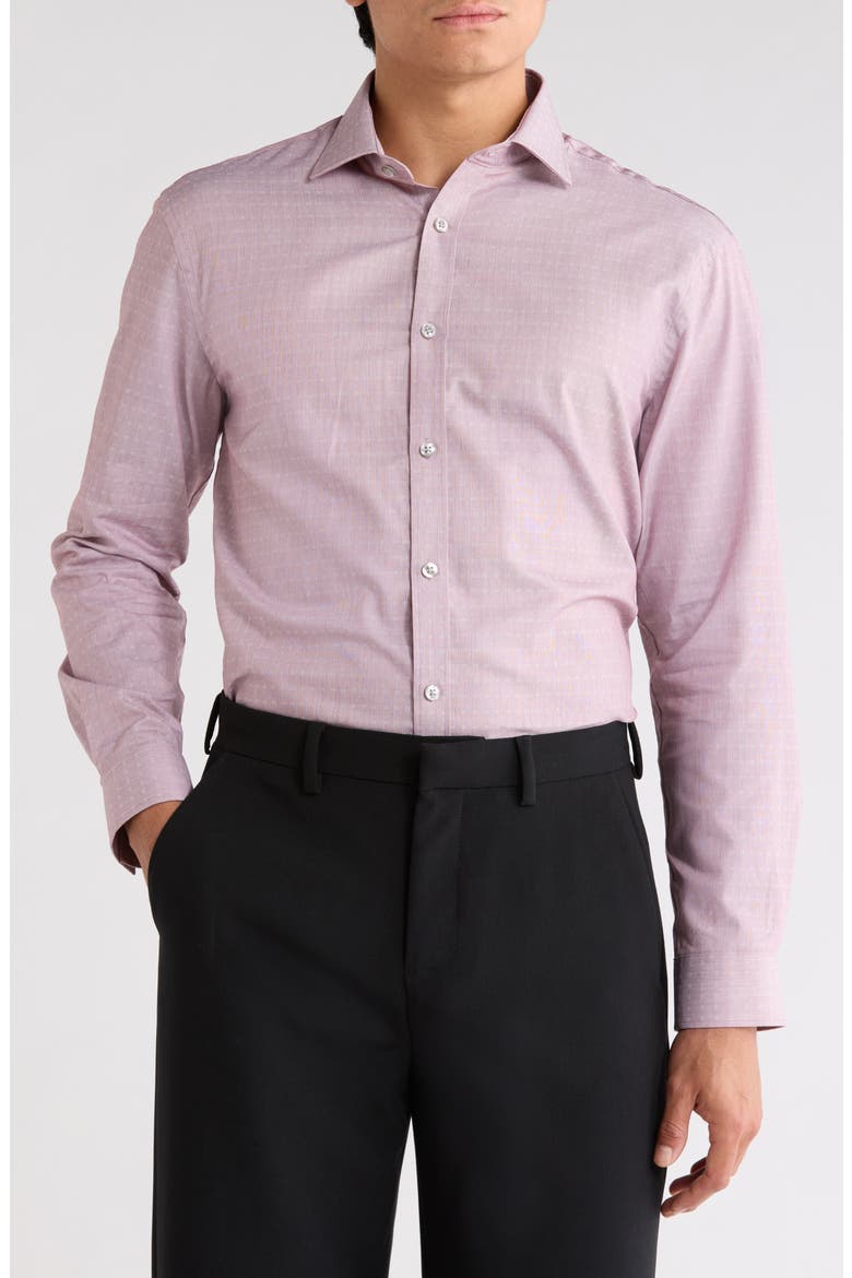 Slim Fit Cotton Oxford Dress Shirt, Main, color, MAROON