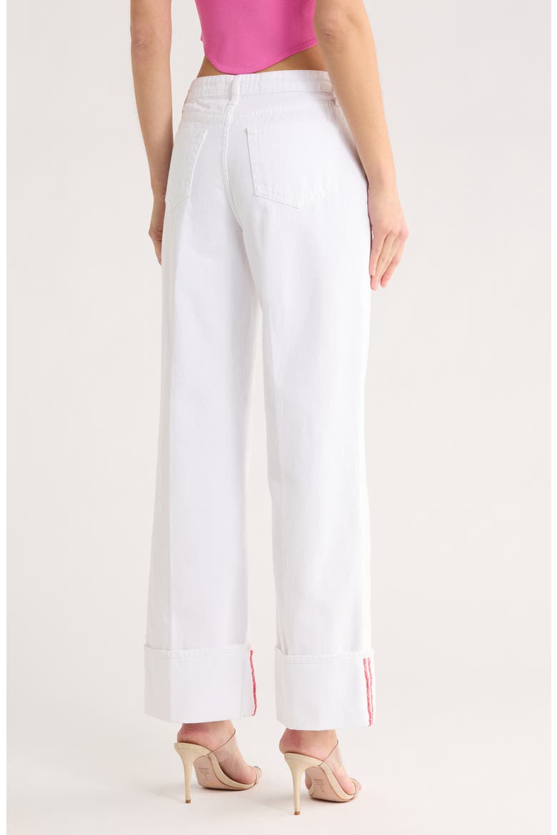 Miley High Waist Cuffed Wide Leg Jeans, Alternate, color, BLANC/SCARLET RED CONT