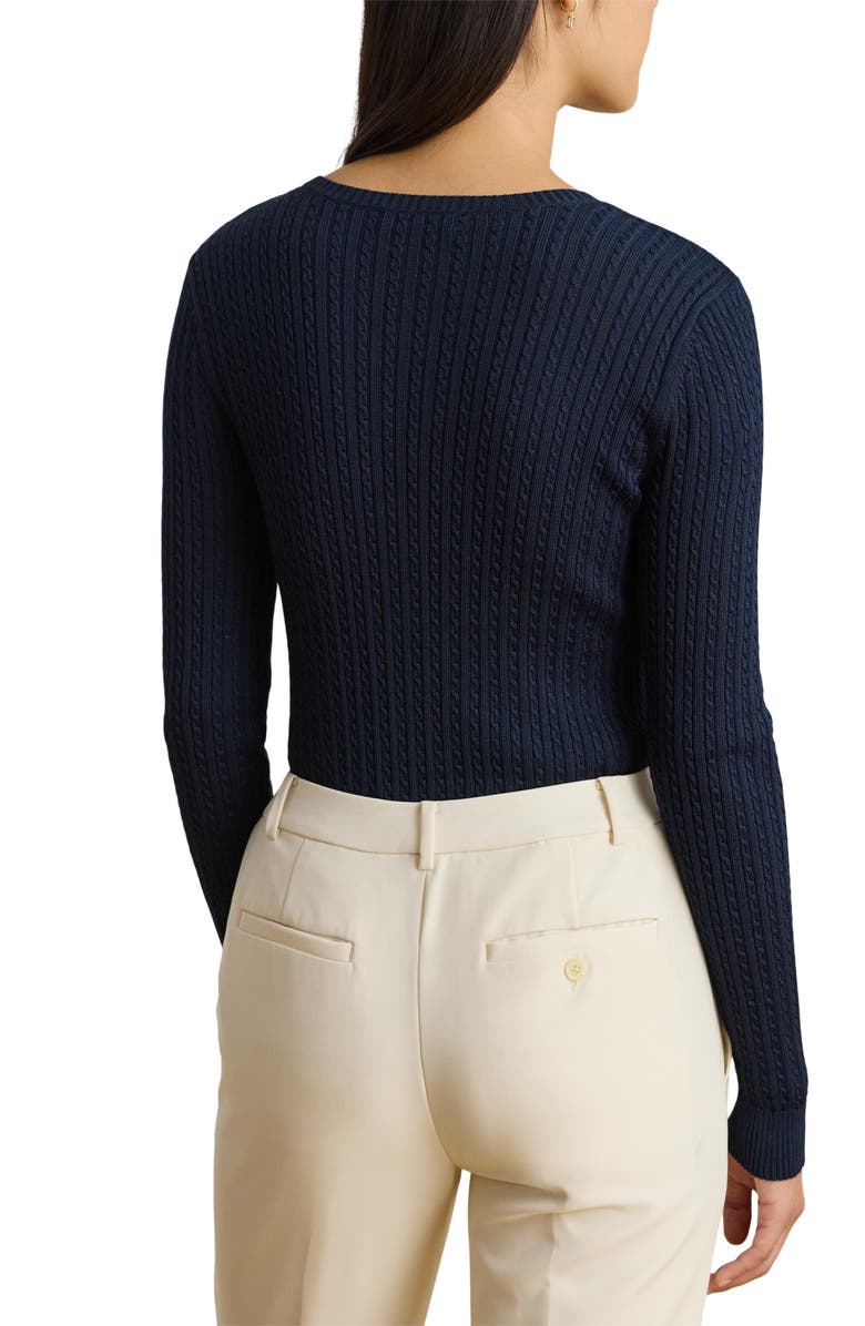 Lauren Ralph Lauren Cable Knit Long Sleeve Sweater, Alternate, color, Lauren Navy Blue