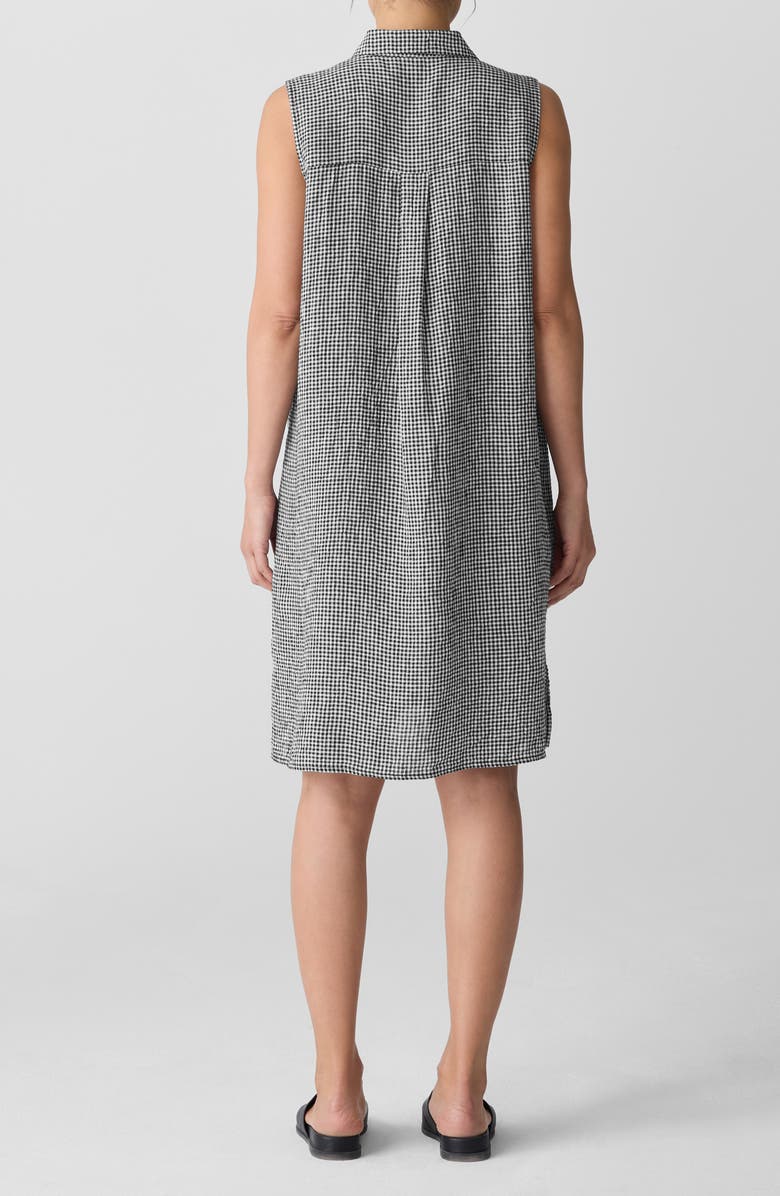 Eileen Fisher Gingham Sleeveless Organic Linen Shift Dress, Alternate, color,