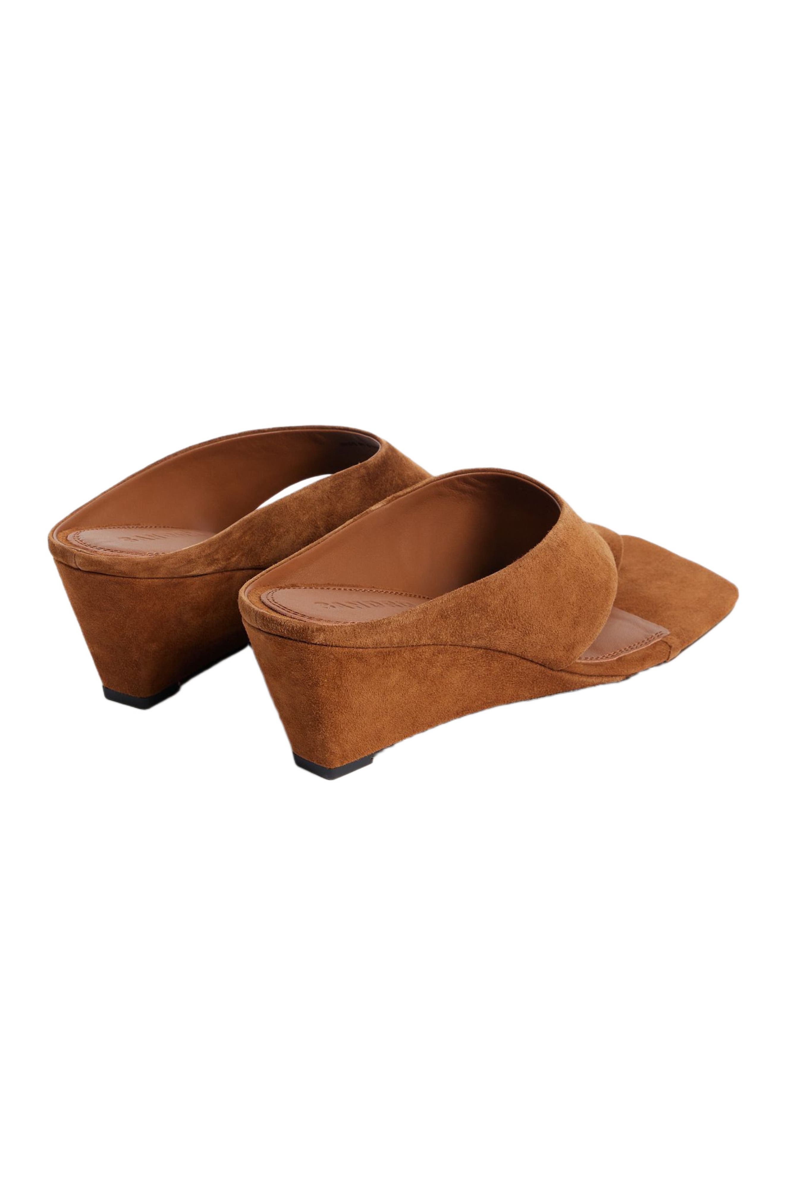 SANDRO Suede wedge sandals, Alternate, color, Brown