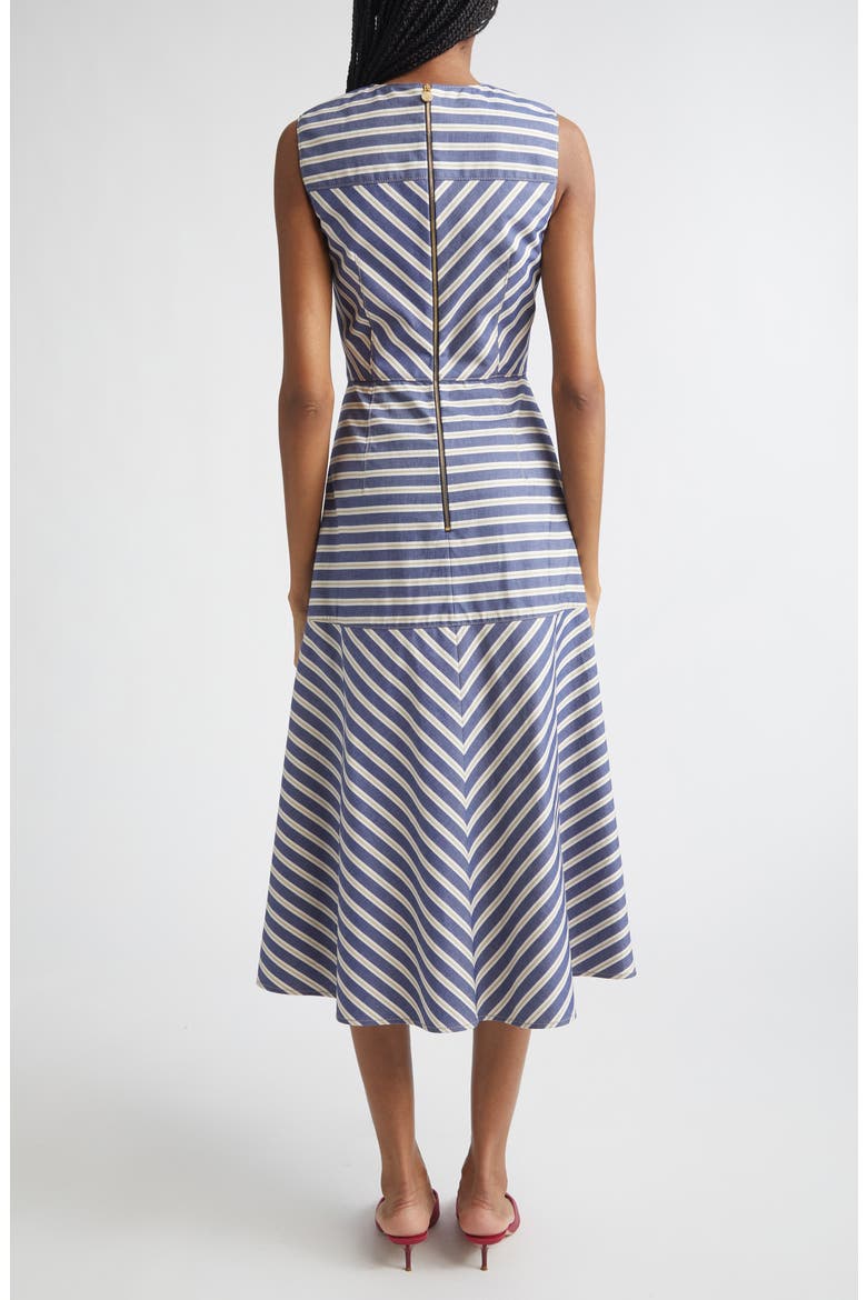 Stripe A-Line Cotton Midi Dress, Alternate, color, BLUE MULTI