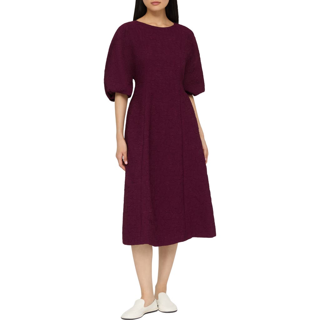 Lafayette 148 Balloon-sleeve Jacquard Midi Dress