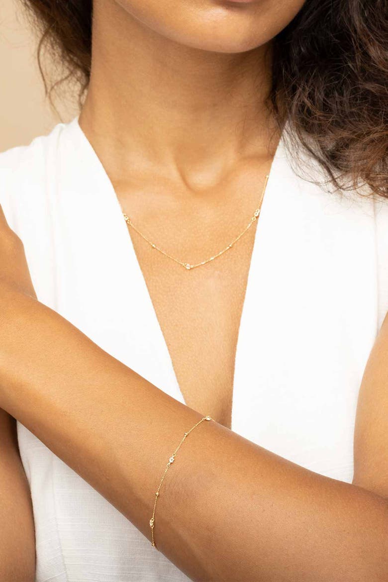 14K Yellow Gold Seeing Sparks Station Necklace, Alternate, color, Yellow Gold