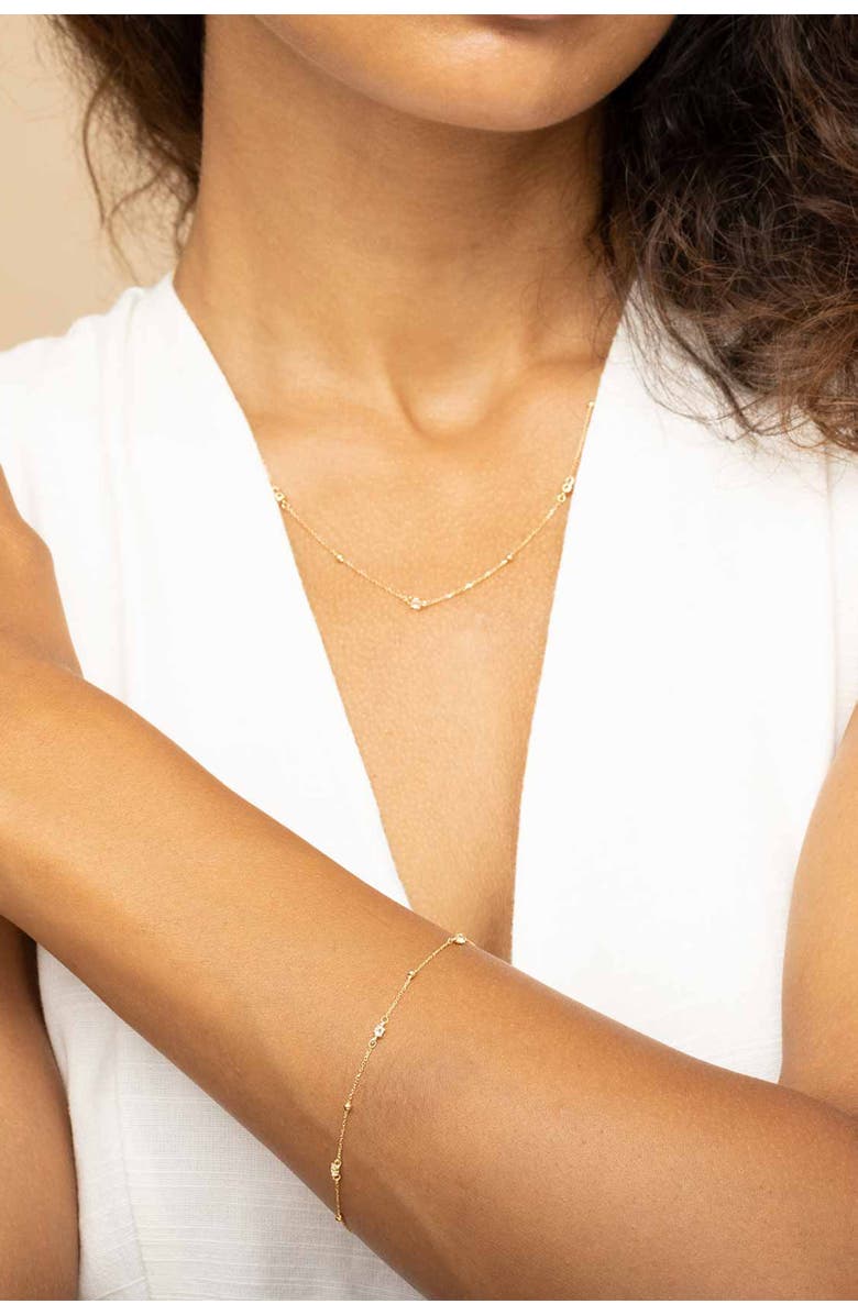 Oradina 14K Yellow Gold Seeing Sparks Station Necklace, Alternate, color, Yellow Gold